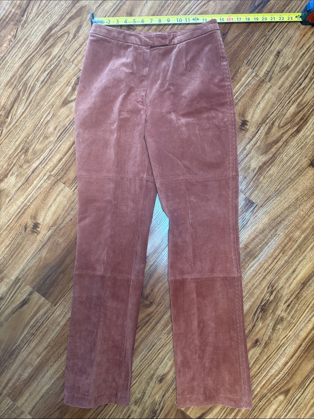 Massini Women's Straight-Leg 100% leather suede Pants in a great fall Rust color